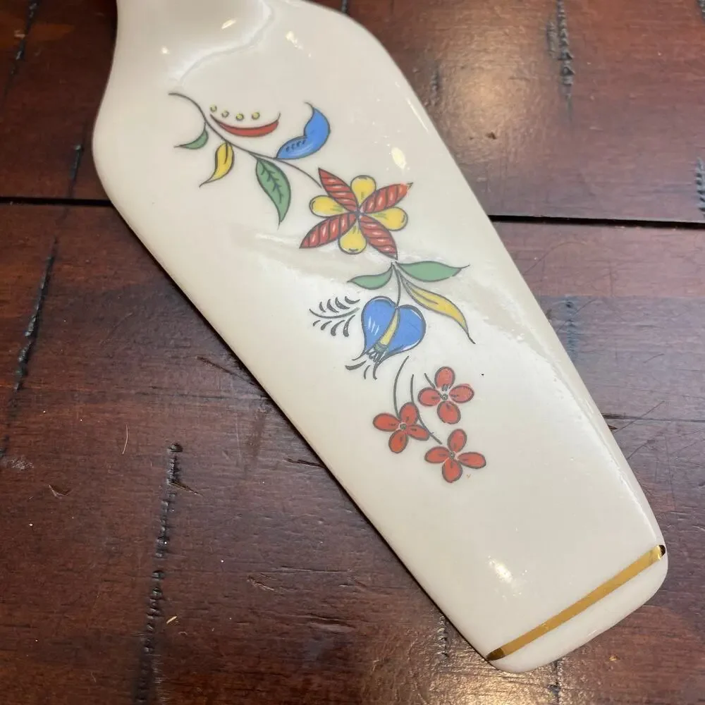 Vintage Crooksville China Iva-Lure Ceramic Pie & Cake Server MCM Floral